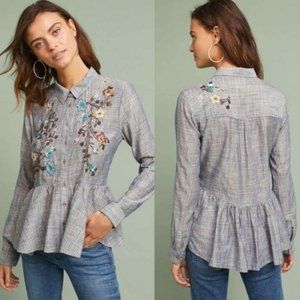 NWOT HD In Paris Ella Embroidered Peplum Shirt